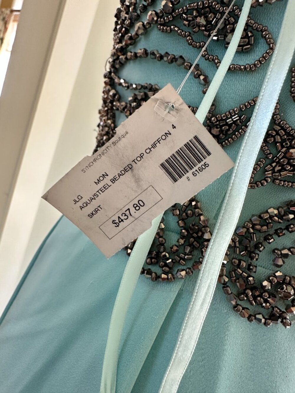 NWT Colette by Mon Cheri Aqua Beaded Prom Gown Style 8065CL - Size 4 - Picture 7 of 10